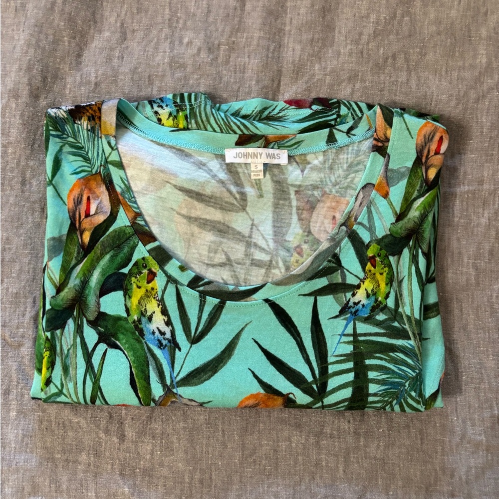 Johnny Was New Without Tags,Green and Orange dress, with Cap Sleeves Small - Picture 6 of 10